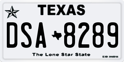 TX license plate DSA8289