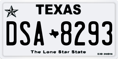 TX license plate DSA8293