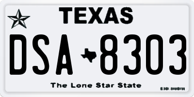 TX license plate DSA8303