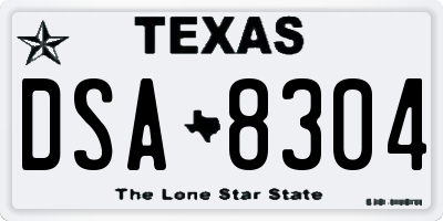 TX license plate DSA8304