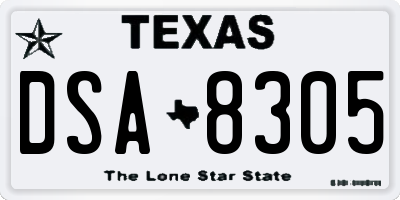 TX license plate DSA8305