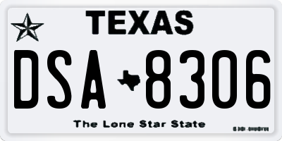 TX license plate DSA8306