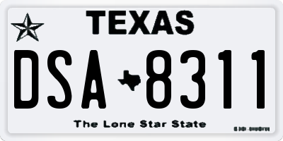 TX license plate DSA8311