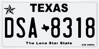 TX license plate DSA8318