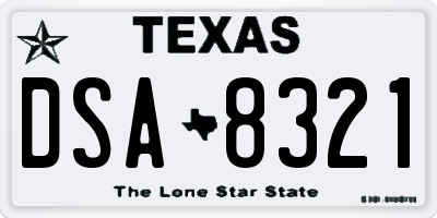 TX license plate DSA8321