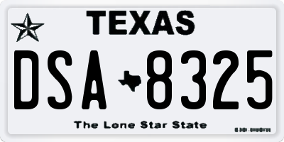 TX license plate DSA8325