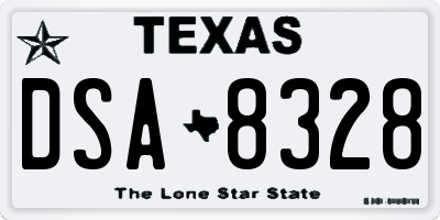 TX license plate DSA8328