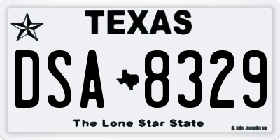 TX license plate DSA8329