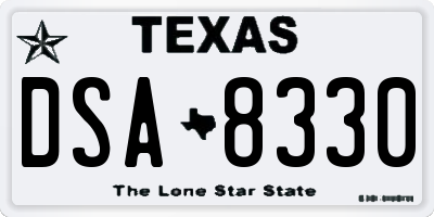 TX license plate DSA8330