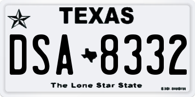 TX license plate DSA8332