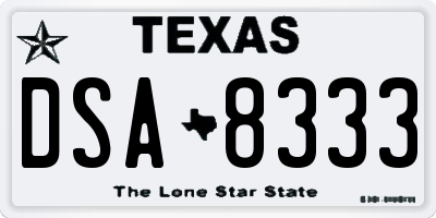 TX license plate DSA8333