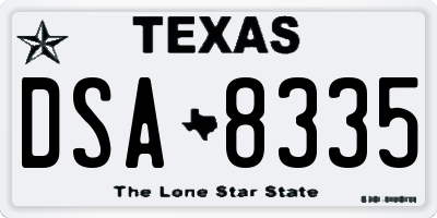 TX license plate DSA8335