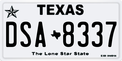 TX license plate DSA8337