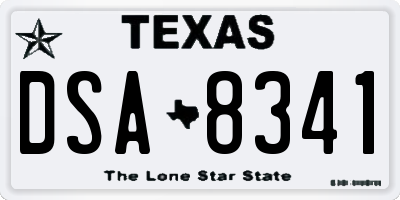 TX license plate DSA8341