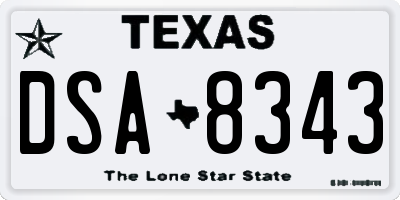 TX license plate DSA8343