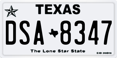 TX license plate DSA8347