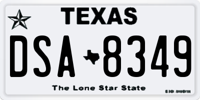 TX license plate DSA8349