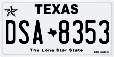 TX license plate DSA8353