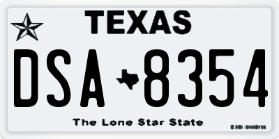 TX license plate DSA8354