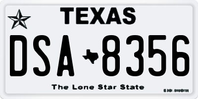 TX license plate DSA8356