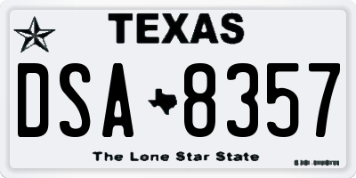 TX license plate DSA8357