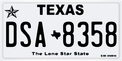 TX license plate DSA8358