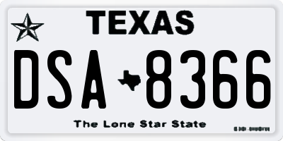 TX license plate DSA8366