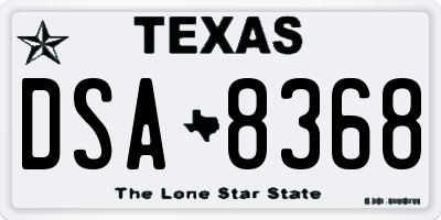 TX license plate DSA8368