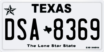 TX license plate DSA8369