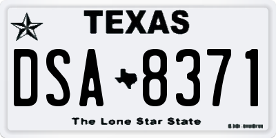 TX license plate DSA8371