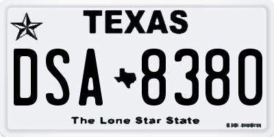TX license plate DSA8380