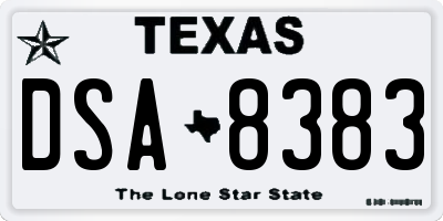 TX license plate DSA8383