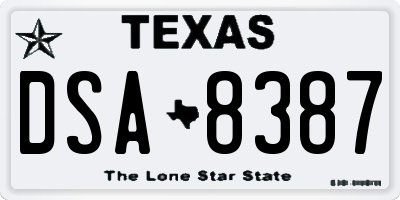 TX license plate DSA8387