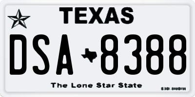 TX license plate DSA8388