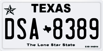 TX license plate DSA8389