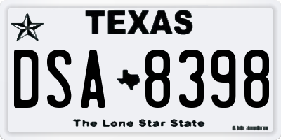 TX license plate DSA8398