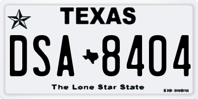 TX license plate DSA8404