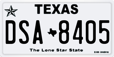 TX license plate DSA8405