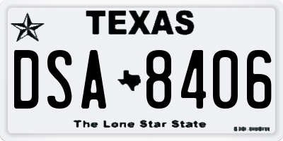 TX license plate DSA8406