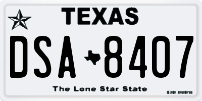 TX license plate DSA8407