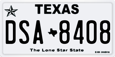 TX license plate DSA8408