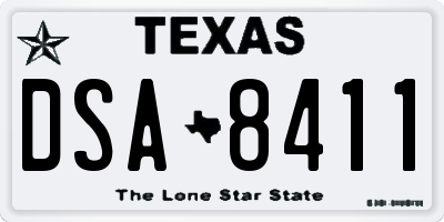TX license plate DSA8411