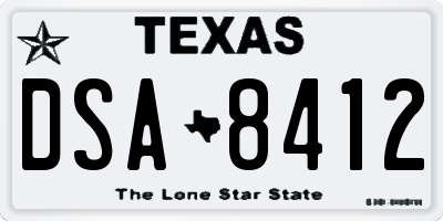 TX license plate DSA8412