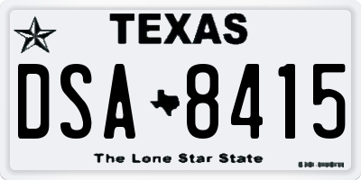 TX license plate DSA8415