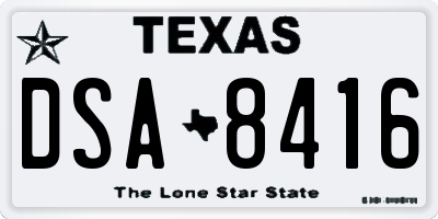TX license plate DSA8416