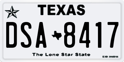 TX license plate DSA8417