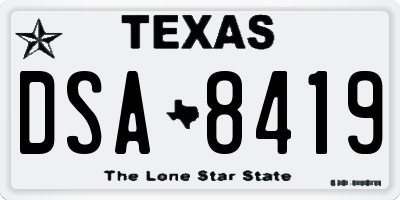 TX license plate DSA8419