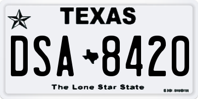 TX license plate DSA8420