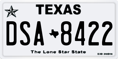 TX license plate DSA8422