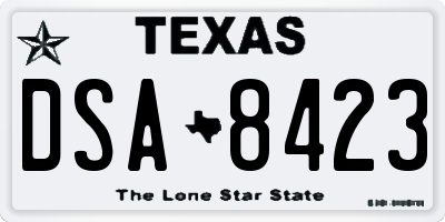 TX license plate DSA8423